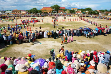 Amazing show, crowded, colorful public stadium