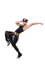 Man dancer isolated on the white background