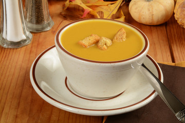 Cup of butternut squash soup