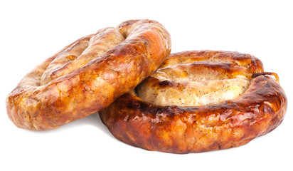 two rings of smoked sausages