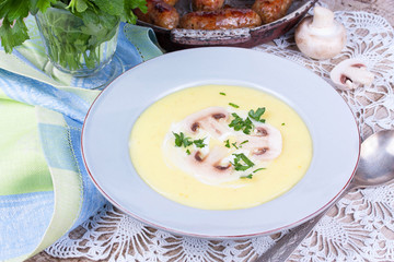 Creamy Mushroom Soup with fresh herbs