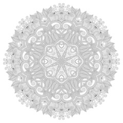 Circle lace ornament, round ornamental geometric doily pattern,