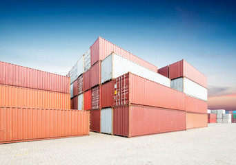 Fototapeta premium Stack of Cargo Containers at the docks