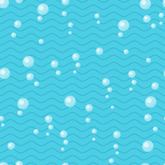 Water wave seamless pattern with air bubbles.