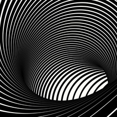 striped vortex tunnel black and white