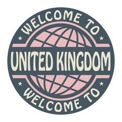 Color stamp with text Welcome to United Kingdom inside