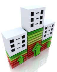 Fototapeta premium 3D graph showing financial real estate growth