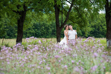 Beautiful married couple in the wedding day