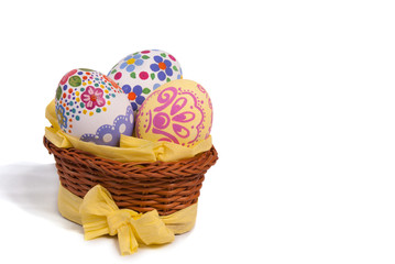 пасхальные яйца в корзине