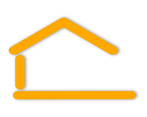 Yellow silhouette of the house with a gable roof as a logo - svg