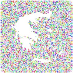 Decorative map of Greece - Europe - into a square icon