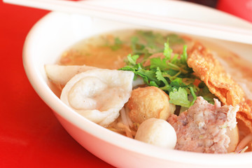 Thai Noodle on red table