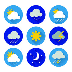 Set of flat color weather icons