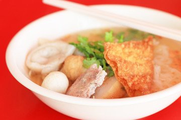 Thai Noodle on red table