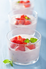 healthy breakfast with yogurt and strawberry