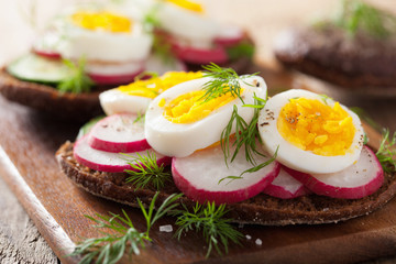 healthy sandwich with egg radish cucumber