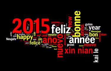 2015 new year multilingual text greeting card