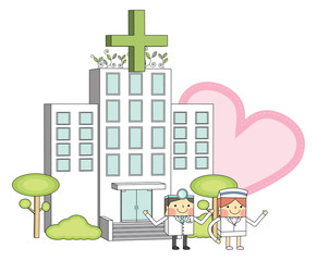 Fototapeta premium Doctors & nurses & hospital concept line illustrations