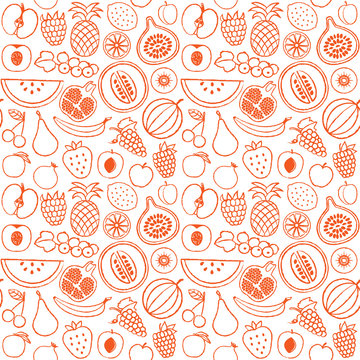 Hand drawn fruit seamless pattern background 1
