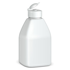 Open Cosmetic Or Hygiene Grayscale White Plastic Bottle