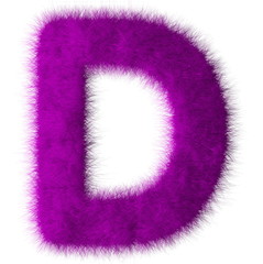 Purple shag D letter isolated on white background