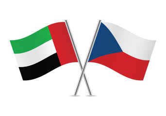 Czech and United Arab Emirates flags. Vector illustration.