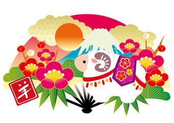 扇子_富士_波_羊_梅