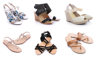 Summer shoes for women on a white background