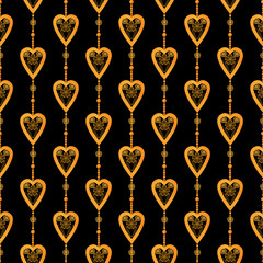 Valentine seamless pattern hearts texture black background