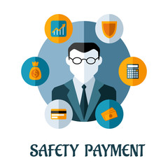 Safety Payment flat concept