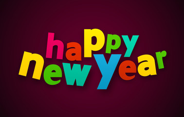 Paper happy new year colorful sign.