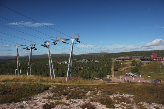 View from Hogfjallet in the ski region near Salen, Dalarna, Sweden