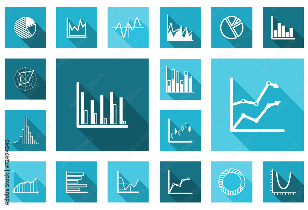 Poster Flat charts and graphs set