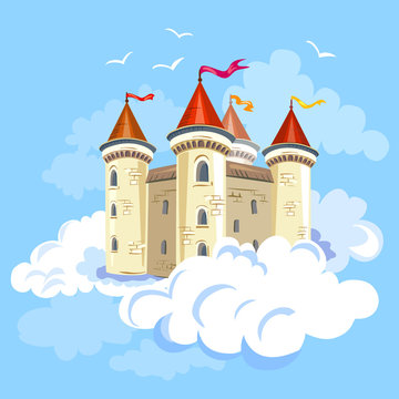 fairy castle in the air in the clouds