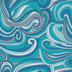 Fototapeta na wymiar wave seamless pattern sea theme in shades of blue