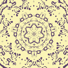 Watercolor gzhel. Doily round lace pattern, circle background wi