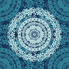 Seamless doily watercolor vector gzhel pattern. Decorative ornam