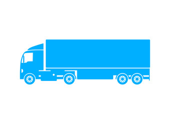 Blue truck icon on white background