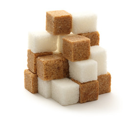 Cane and white sugar