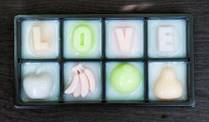Jelly colorful love text