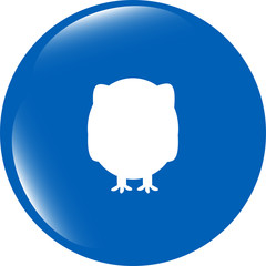 Owl on icon button isolated on white