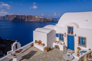 White washed house in Oia, Santorini, Greece