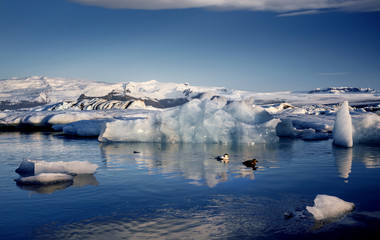 View of the glacier lagoon, Jokulsarlon, Iceland