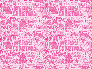 Seamless Doodle Christmas pattern