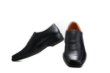 Black glossy man shoe isolated