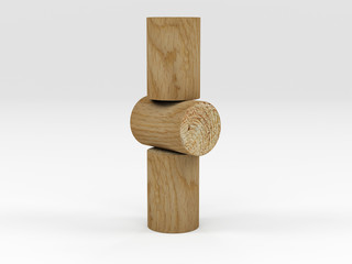 Three wooden blocks