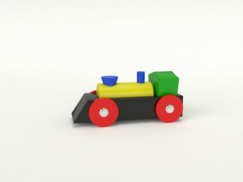Toy train wooden material