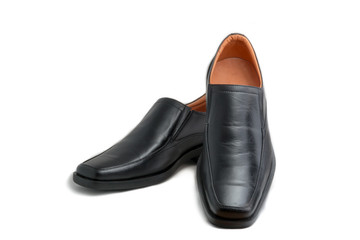 Black glossy man shoe isolated