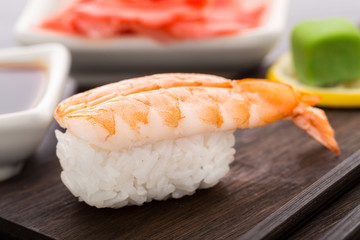 Nigiri sushi with shrimp