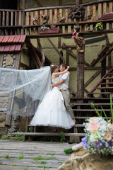 Fototapeta premium Beautiful married couple in the wedding day